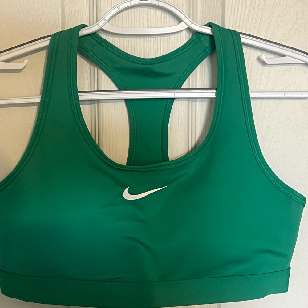 Nike Green Racerback Sports Bra with White Swoosh